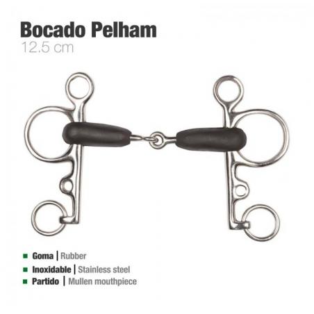 Bocado Pelham Partido Goma Económico Inox