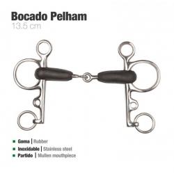Bocado Pelham Partido Goma Económico Inox