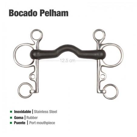 Bocado Pelham Goma Puente Económico Inox