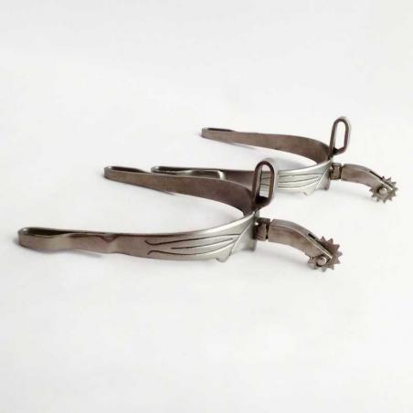 Espuela Vaquera Inox Gallo Curvo Ruleta Inglesa