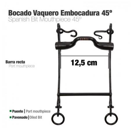  Bocado Vaquero Embocadura 45º 3g Pavonado 12.5cm