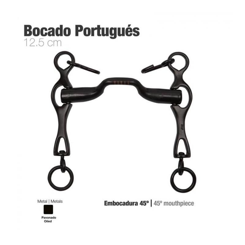  Bocado Portugués Embocadura 45º Pavonado 12.5cm