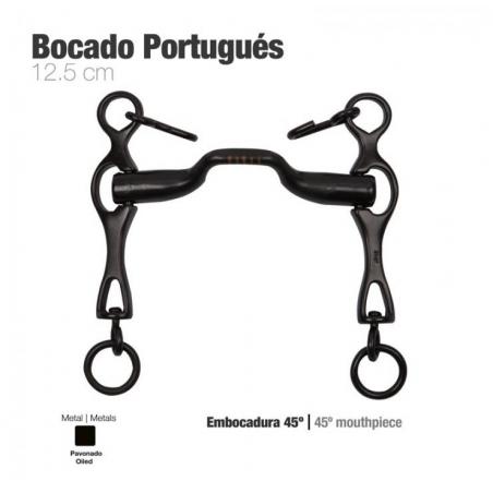  Bocado Portugués Embocadura 45º Pavonado 12.5cm