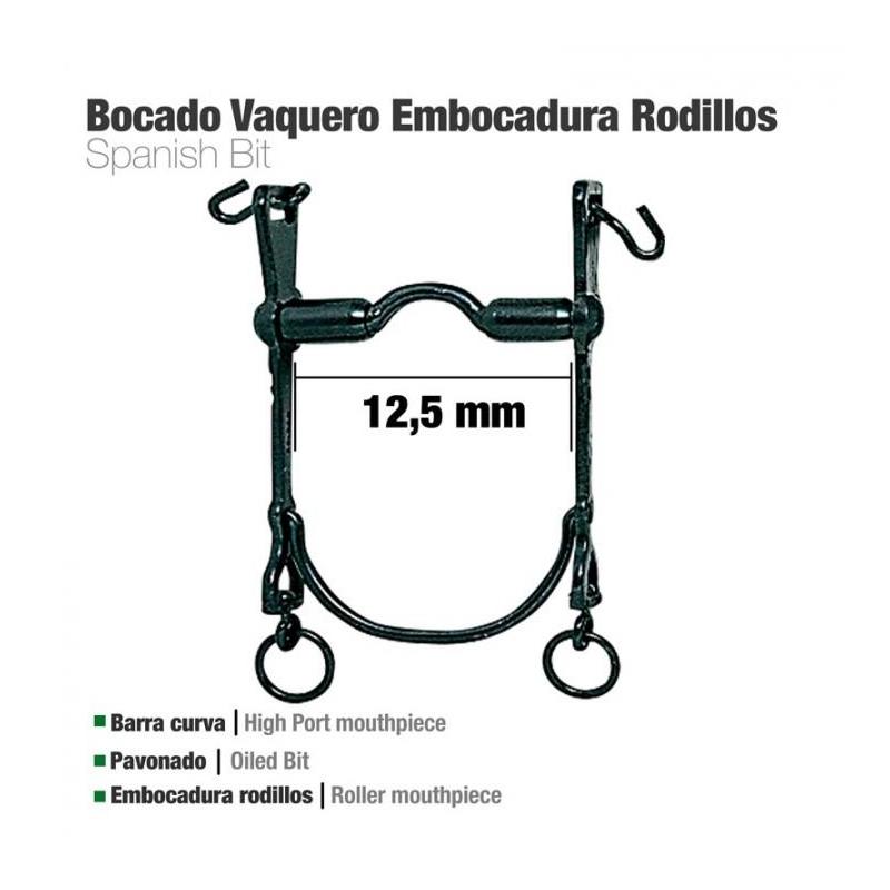  Bocado Vaquero B/curva Embocadura Rodillos 12.5cm