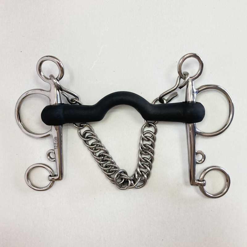 Bocado Pelham Embocadura Goma Puente+Cadenilla Inox
