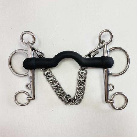 Bocado Pelham Embocadura Goma Puente+Cadenilla Inox