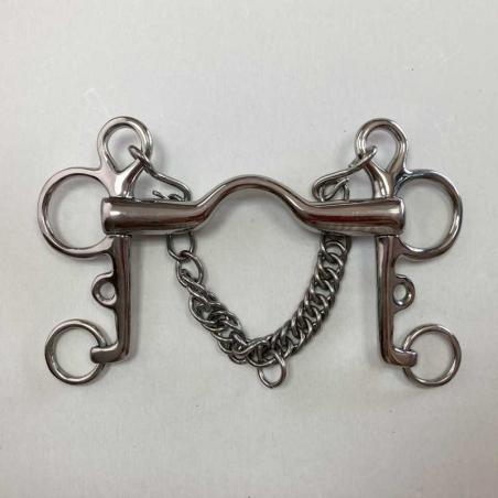 Bocado Pelham Embocadura Gruesa Puente + Cadenilla Inox