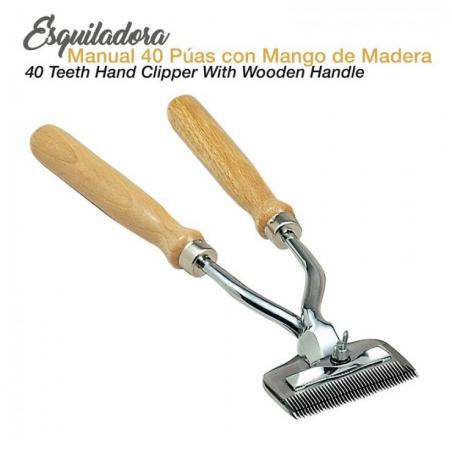  Esquiladora Manual 40 Púas Mango Madera