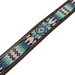 Unisex Western Beaded Belt With Feather Engraving