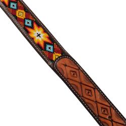 Unisex Western Beaded Belt And Brass Buckle