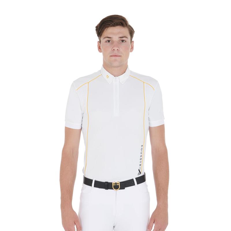 Men's Slim Fit Polo Shirt In Technical Fabric With Piping