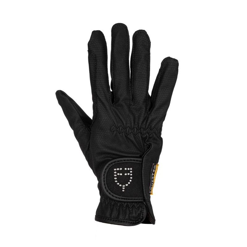 Women's Gloves In Soft Technical Fabric With Glitter Logo
