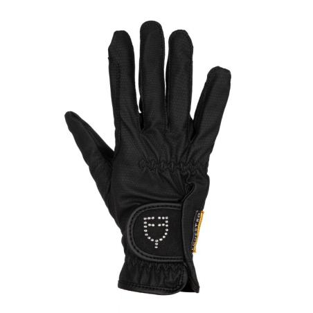 Women's Gloves In Soft Technical Fabric With Glitter Logo