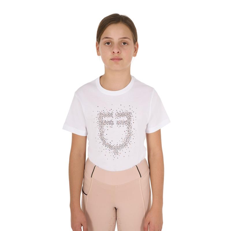 T-Shirt Bambina Slim Fit Logo Glitter Rosa