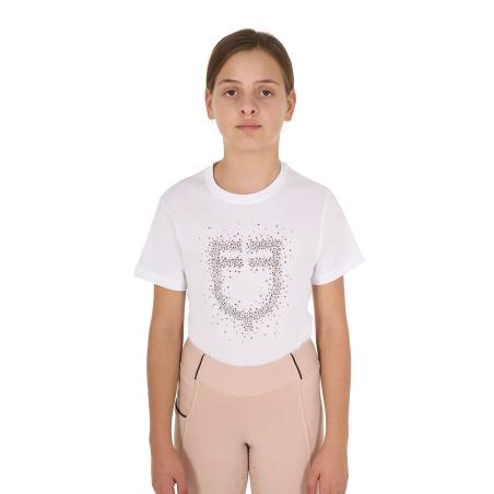 T-Shirt Bambina Slim Fit Logo Glitter Rosa