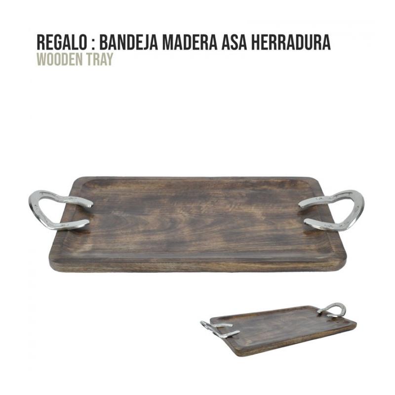 Regalo Bandeja Madera Asa Herradura 65X31X7
