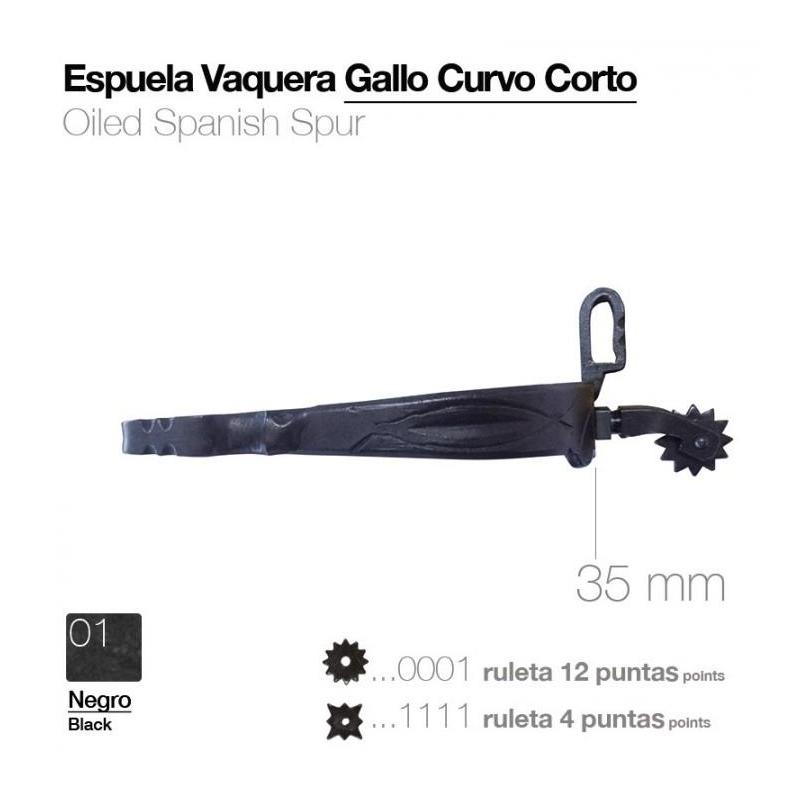  Espuela Vaquera Gallo Curvo Corto