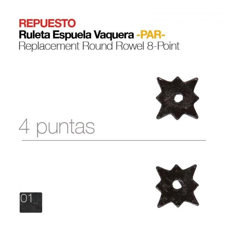  Espuela Repuesto Par Ruleta Vaquera 4 Puntas