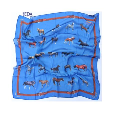 Pañuelo Flamenco Celeste Adulto 605-03 Seda