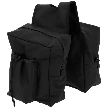 Sacoche corne de selle western nylon imperméable noir avec plusieurs poches