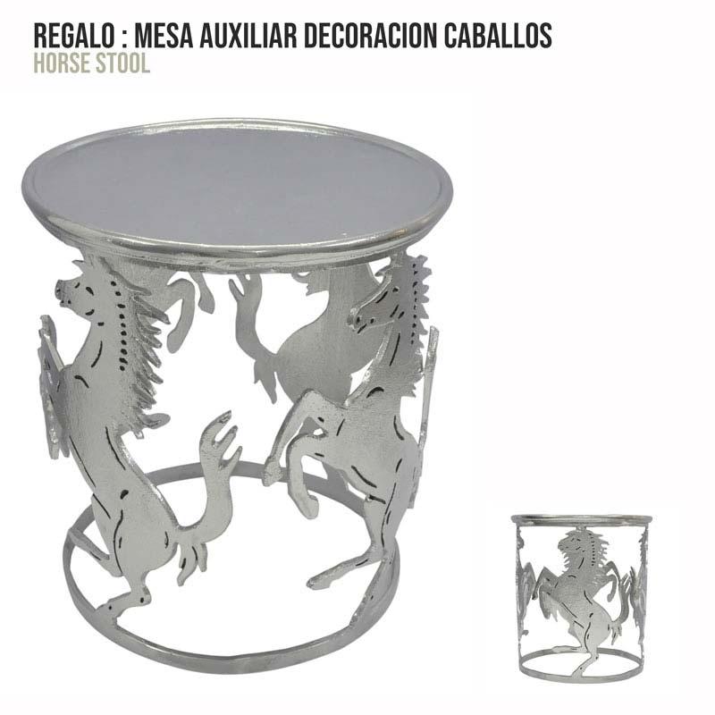 Regalo Mesa Auxiliar Decoracion Caballos 38X38X41