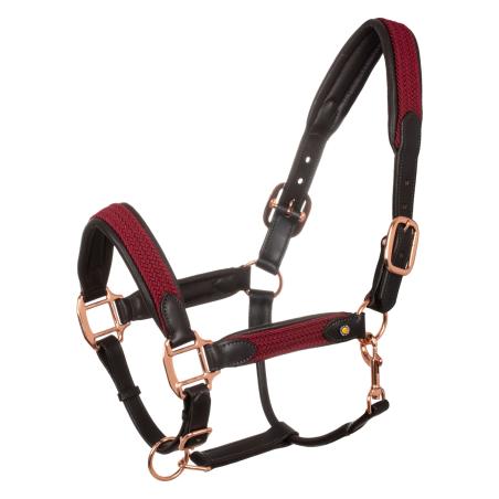 Cavezza In Cuoio Con Inserti In Nylon Intrecciato