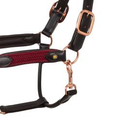 Cavezza In Cuoio Con Inserti In Nylon Intrecciato