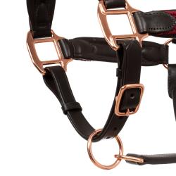 Cavezza In Cuoio Con Inserti In Nylon Intrecciato