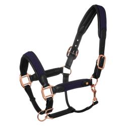 Cavezza In Cuoio Con Inserti In Nylon Intrecciato