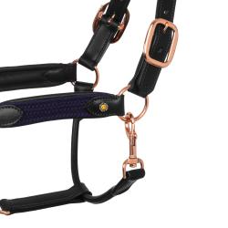 Cavezza In Cuoio Con Inserti In Nylon Intrecciato