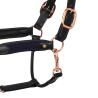 Cavezza In Cuoio Con Inserti In Nylon Intrecciato