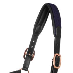 Cavezza In Cuoio Con Inserti In Nylon Intrecciato