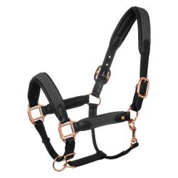 Cavezza In Cuoio Con Inserti In Nylon Intrecciato
