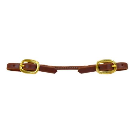 Rolled Harness Leather Curb Strap - Brass