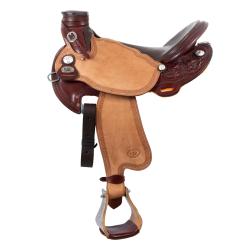 Sella Westwood Basic Barrel Mj Burgundy/Reverse Natural Border Basket Tooling