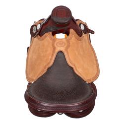 Sella Westwood Basic Barrel Mj Burgundy/Reverse Natural Border Basket Tooling
