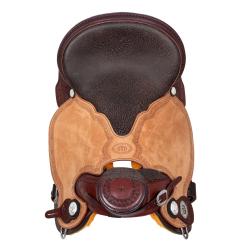 Sella Westwood Basic Barrel Mj Burgundy/Reverse Natural Border Basket Tooling