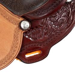 Sella Westwood Basic Barrel Mj Burgundy/Reverse Natural Border Basket Tooling