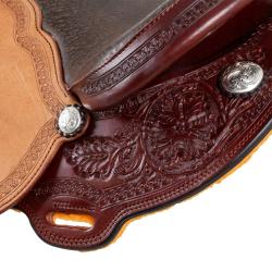 Sella Westwood Basic Barrel Mj Burgundy/Reverse Natural Border Basket Tooling