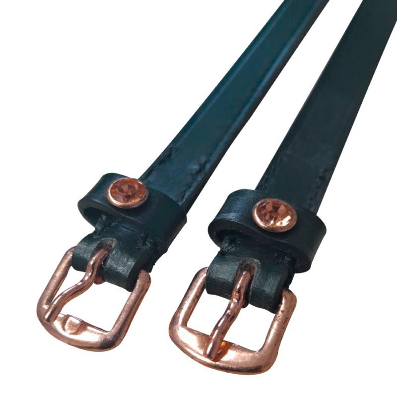 Correas De Espuela De Cuero Con Hebilla En Oro Rosa