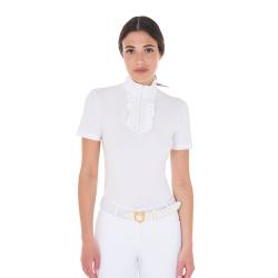 Polo Concorso Donna Slim Fit Con Ruches E Strass
