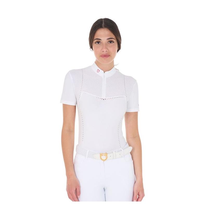 Women's Perforated Competition Polo Shirt Ss Zip