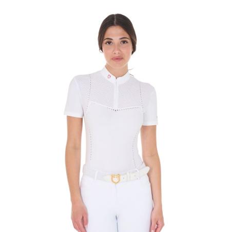 Women's Perforated Competition Polo Shirt Ss Zip
