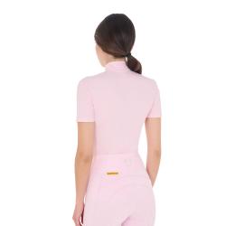 Polo Training Donna Slim Fit Con Zip E Perline Sul Colletto