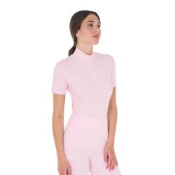 Polo Training Donna Slim Fit Con Zip E Perline Sul Colletto