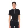 Polo Training Donna Slim Fit Con Zip E Strass Sul Colletto