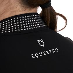 Polo Training Donna Slim Fit Con Zip E Strass Sul Colletto