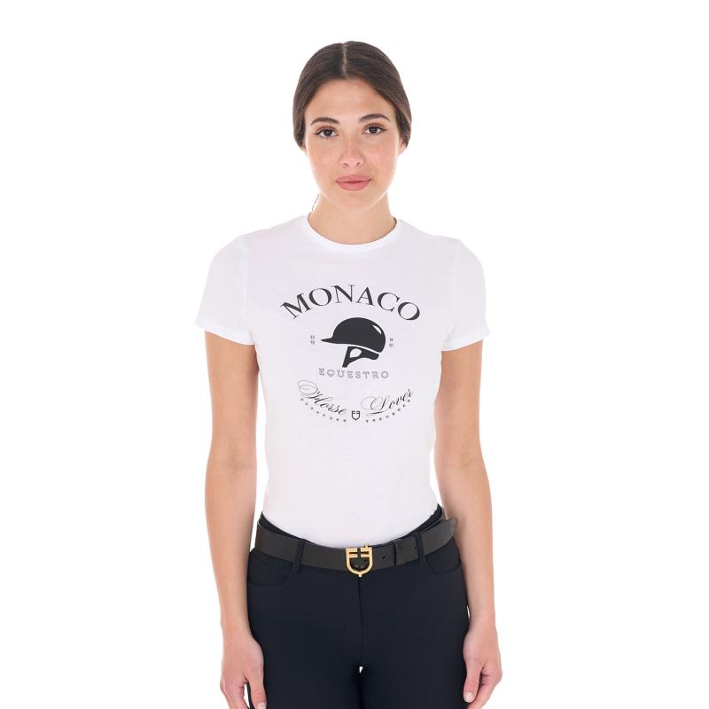 T-Shirt Donna Monaco In Cotone Con Strass