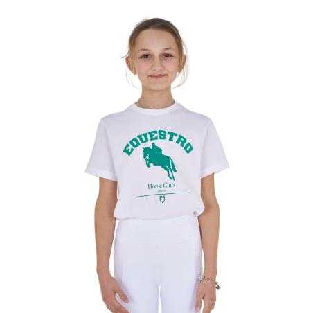 T-Shirt Bambina Jumping Horse Club In Cotone