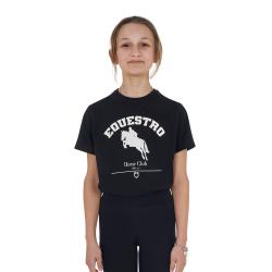 T-Shirt Bambina Jumping Horse Club In Cotone